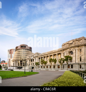 La ruche, qui est la direction de le Parlement néo-zélandais, et la Maison du Parlement. Banque D'Images