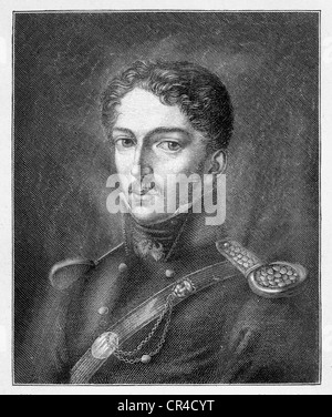 Carl Theodor Körner (1791 - 1813 ), poète, écrivain, dessiné par sa sœur E. S. Koerner Banque D'Images