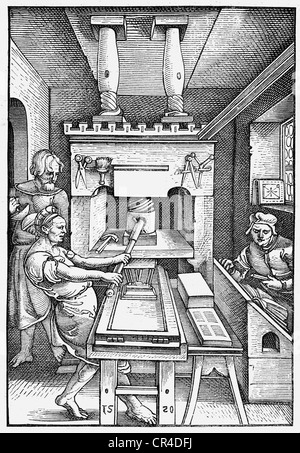 Presse à imprimer à partir de la chambre 1520 Banque D'Images