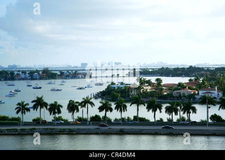 États-unis, Floride, Miami, Biscayne Bay, Macarthur Causeway Banque D'Images