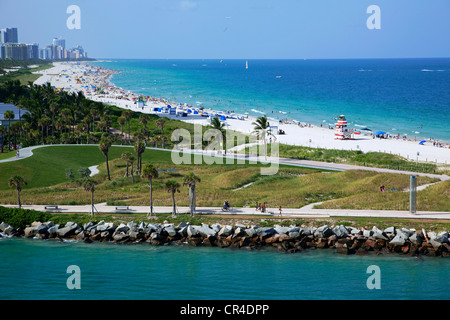États-unis, Floride, Miami, Miami beach, Beach, South Pointe Park Banque D'Images