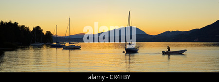 Coucher de soleil sur Lac, Vue Panoramique, Carinthie, Autriche, Europe Banque D'Images