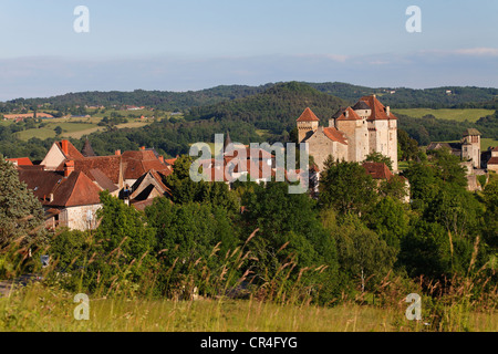 Curemonte, étiqueté Les plus beaux villages de France, les plus beaux villages de France, vallée de la Dordogne, , France, Europe Banque D'Images