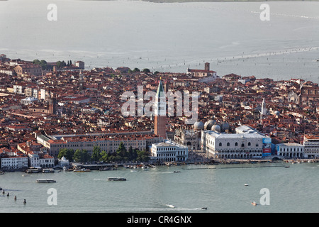 Piazza San Marco, la place Saint Marc, vue aérienne, quartier de San Marco, Venise, UNESCO World Heritage Site, Vénétie, Italie Banque D'Images