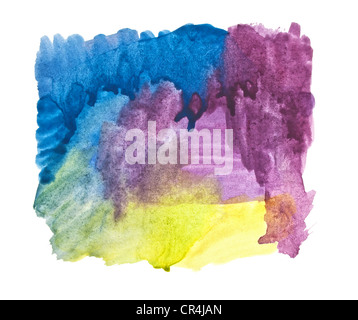 Les traits de couleur de l'eau Peinture sur fond blanc Banque D'Images