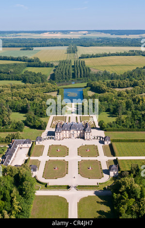 La France, l'aube, la Motte Tilly Château (vue aérienne) Banque D'Images