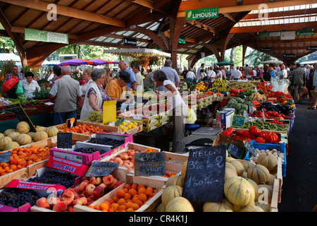 Marché, Georges Brassens, l'hôtel de ville de Brive la Gaillarde, Corrèze, France, Europe Banque D'Images