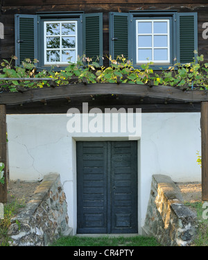 Maison vigneronne, vue partielle sur la montagne, csaterberg, kohfidisch, Burgenland, Autriche, Europe Banque D'Images