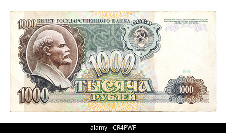 Billet historique, 1000 roubles de l'Union soviétique, 1991 Banque D'Images