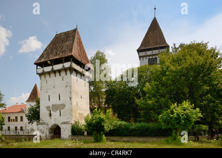 Église fortifiée de Sibiu, Agnetheln, Transylvanie, Roumanie, Europe Banque D'Images