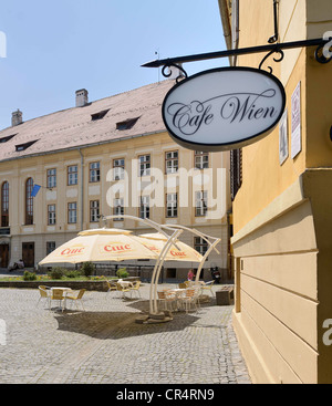 Café Wien, dans le centre-ville historique, Sibiu, Roumanie, Europe Banque D'Images