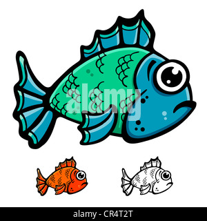 Poisson Bleu et vert illustration design vector cartoon Banque D'Images