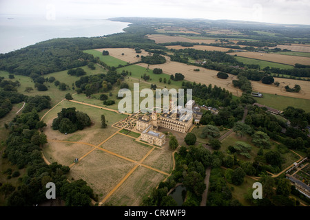 L'île de Wight, Royaume-Uni, Cowes, Osborne House, résidence d'été de la famille royale (vue aérienne) Banque D'Images