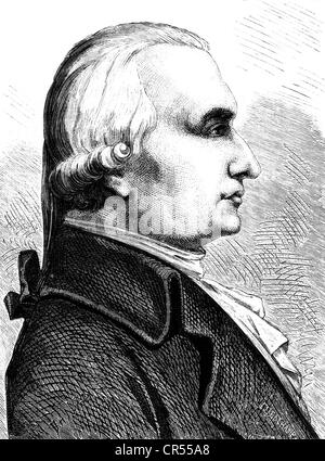 Monge, Gaspard, 10.5.1746 - 28.7.1818, scientifique français (mathématicien), portrait, profil, gravure sur bois, XIXe siècle, Banque D'Images