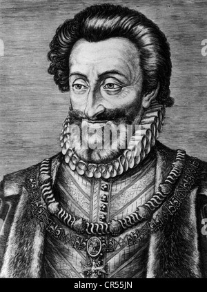 Henri IV, 13.12.1553 - 14.5.1610, Roi de France 27.2.1594 - 14.5.1610, portrait, gravure sur cuivre contemporain par Hendrik Goltzius, vers 1600, l'artiste n'a pas d'auteur pour être effacé Banque D'Images