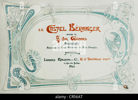Guimard, Hector, 10.3.1867 - 20.5.1942, architecte français, publicité pour son bâtiment le Castel Beranger, Paris, dessin d'art, 1898, Banque D'Images