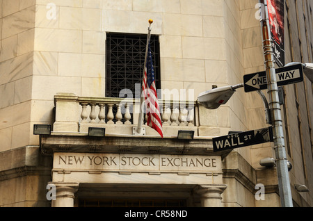 Le New York Stock Exchange sur Wall Street à New York, New York, USA. Banque D'Images