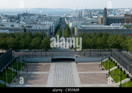 La France, Finistère, Brest, vue de la ville et de la rue de Siam à partir de l'hôtel de ville Banque D'Images