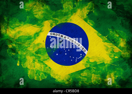 Grunge flag de Brasil, l'illustration est une superposition de texture grunge Banque D'Images