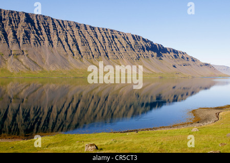 L'Islande, Région Westfjords Vestfirdir, Arnarfjordur, Fjord Banque D'Images