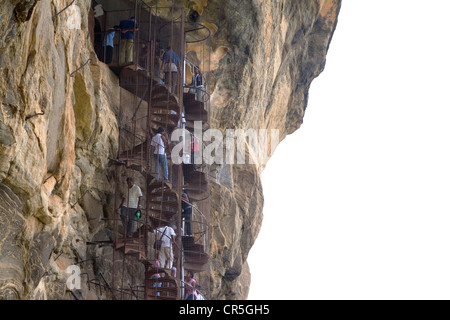 En colimaçon jusqu'à la grotte des fresques, Sigiriya, Sri Lanka, Central Banque D'Images