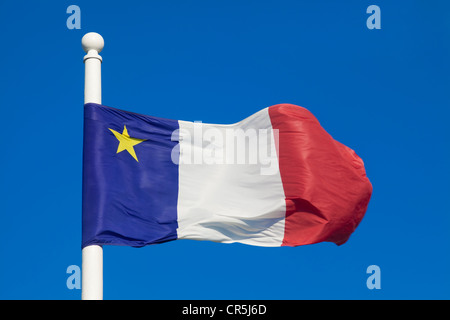 Canada, Nouveau-Brunswick, Acadie, couleurs du drapeau acadien, la France et l'étoile de la Vierge Banque D'Images