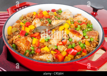 Plat de riz et de poulet, arroz con pollo, de l'Amérique latine, Banque D'Images