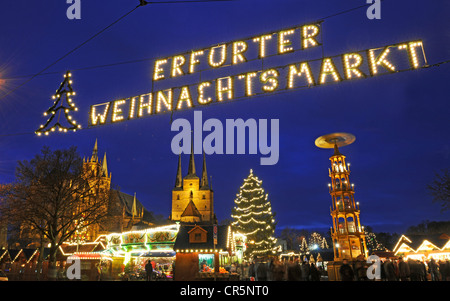 Erfurter Weihnachtsmarkt 'lettrage', l'allemand pour "marché de Noël à Erfurt', Erfurt, Thuringe, Allemagne, Europe Banque D'Images