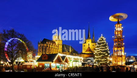 Marché de Noël à Erfurt, Thuringe, Allemagne, Europe Banque D'Images