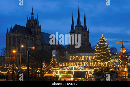 Marché de Noël à Erfurt, Thuringe, Allemagne, Europe Banque D'Images