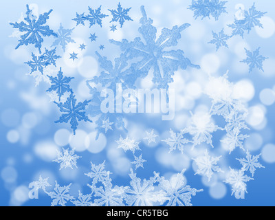 Abstract blue snowflakes background Banque D'Images