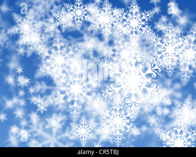 Abstract blue snowflakes background Banque D'Images