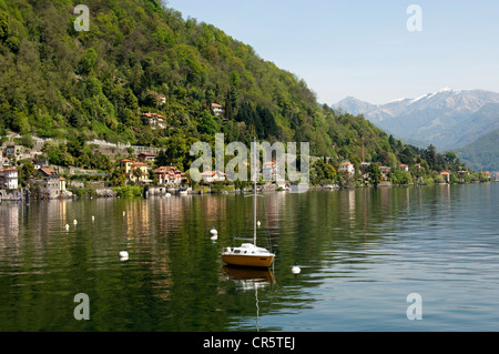 Le Lac Majeur à Cannero Riviera, Piedmont, Italy, Europe Banque D'Images