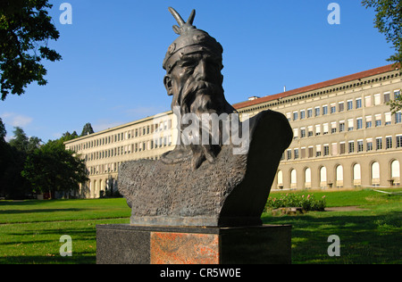 Monument du héros national albanais Gjergj Kastrioti, connu sous le nom de Odhise Paskali, Skanderbeg, William Rappard Park, centre Banque D'Images