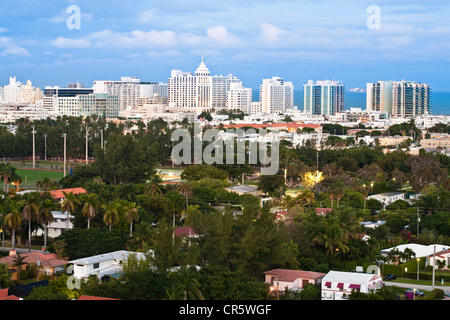 États-unis, Floride, Miami, vue sur South Beach et l'Océan Atlantique Banque D'Images