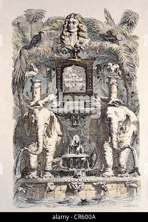 La Fontaine, Jean de, 8.7.1621 - 13.4.1695, auteur/écrivain français, oevre, 'Fables', édition de Fournier, titre de Grandville, 1837 - 1840, Banque D'Images