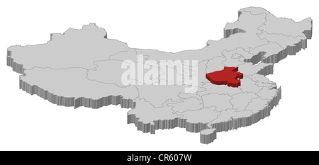 Carte politique de la Chine avec les diverses provinces où Henan est mis en évidence. Banque D'Images