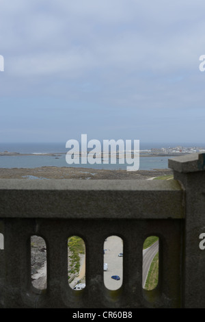 Vue depuis le phare d'Eckmühl, Plomeur, Bretagne, France Banque D'Images