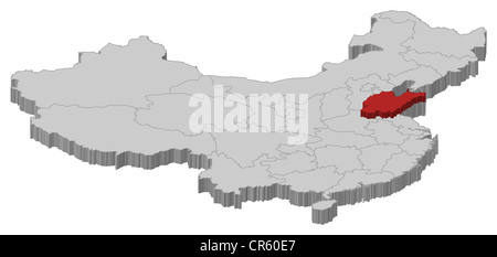 Carte politique de la Chine avec les diverses provinces où Shanghai est en surbrillance. Banque D'Images