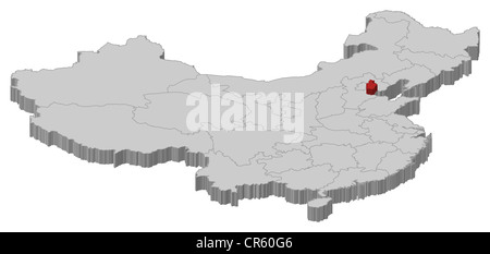 Carte politique de la Chine avec les diverses provinces où Tianjin est mis en évidence. Banque D'Images