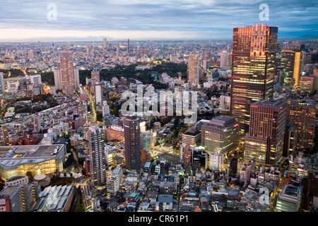 L'île de Honshu, Japon, Tokyo, Roppongi Hills, vue de la ville de Tokyo Vue sur le centre de la ville Banque D'Images