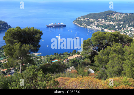 Vue d'en haut au-dessus de la baie de Villefranche sur mer Banque D'Images