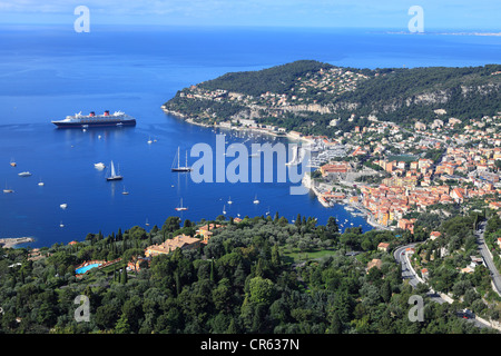 Vue d'en haut au-dessus de la baie de Villefranche sur mer Banque D'Images