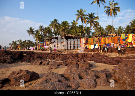 L'Inde, l'État de Goa, Anjuna, la plage Banque D'Images