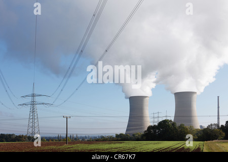 Germany, Bavaria, vue de Grafenrheinfeld, centrale électrique nucléaire Banque D'Images