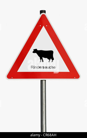 Panneau d'avertissement, Rinderseuche allemand, pour la maladie de la vache folle Banque D'Images