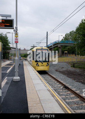 Les oreillons Oldham Metrolink temporaire s'arrêter. Oldham, grand Manchester, UK Banque D'Images