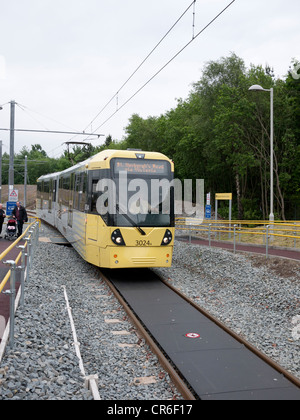 Les oreillons Oldham Metrolink temporaire s'arrêter. Oldham, grand Manchester, UK Banque D'Images