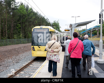 Les oreillons Oldham Metrolink temporaire s'arrêter. Oldham, grand Manchester, UK Banque D'Images