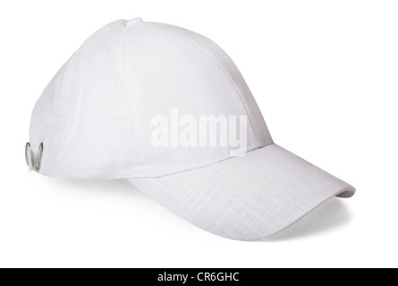 Casquette de baseball blanc isolated on white Banque D'Images